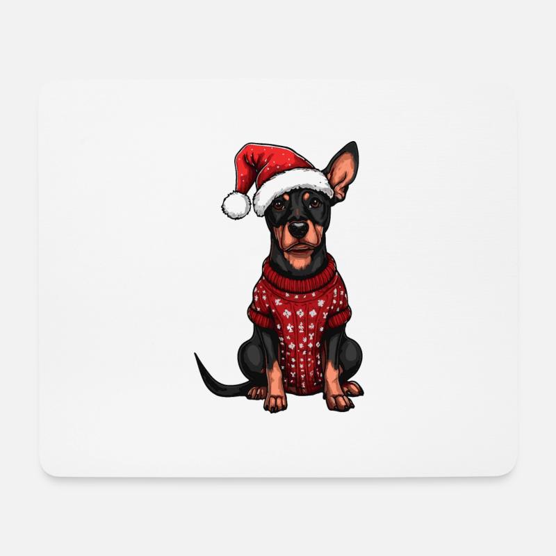 Dobermann Hund Weihnachten - Mousepad (Querformat) - Weiß