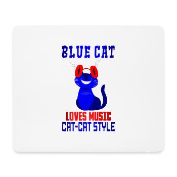 BLUE CAT LOVE MUSIC - Tapis de souris (format paysage) - blanc - Devant
