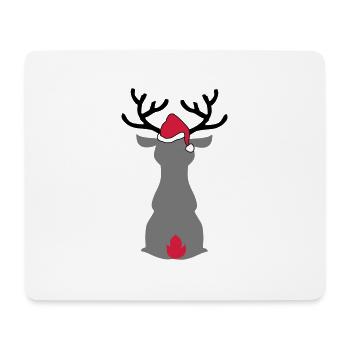 Orignal avec chapeau de Noël - Tapis de souris (format paysage) - blanc - Devant