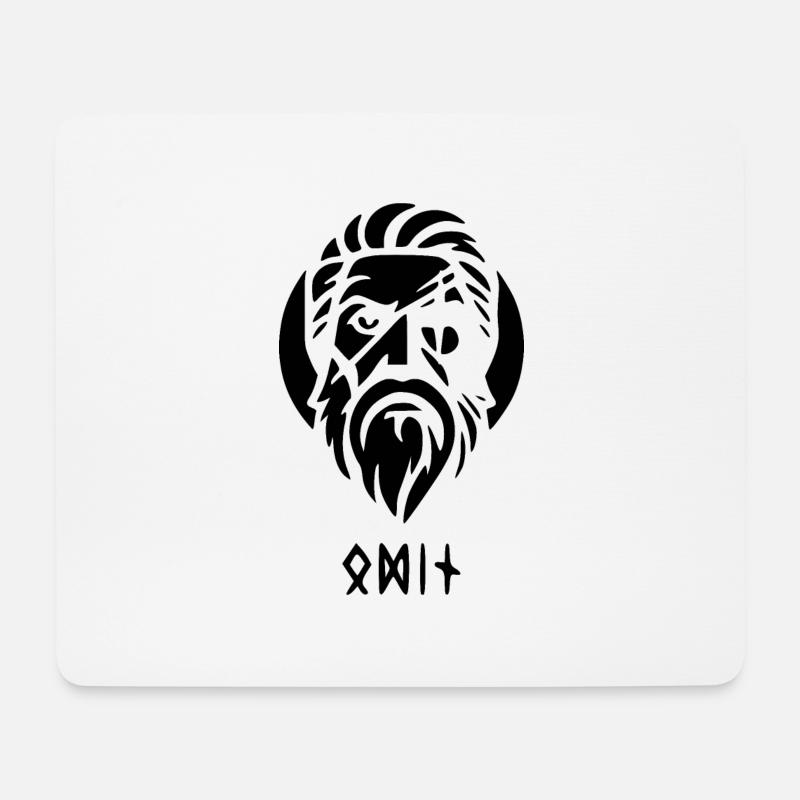 Odin schwarz mit Runen - Mousepad (Querformat) - Weiß