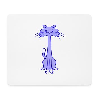 Lustige Langer Hals Katze Guckt Fröhlich Lächelnd - Mousepad (Querformat) - Weiß - Vorne