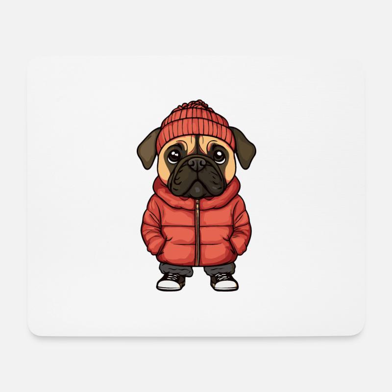 Bullmastiff Hund Winter - Mousepad (Querformat) - Weiß