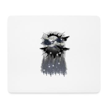 Halloween Wald Krähen Raben mystisch Mond - Mousepad (Querformat) - Weiß - Vorne