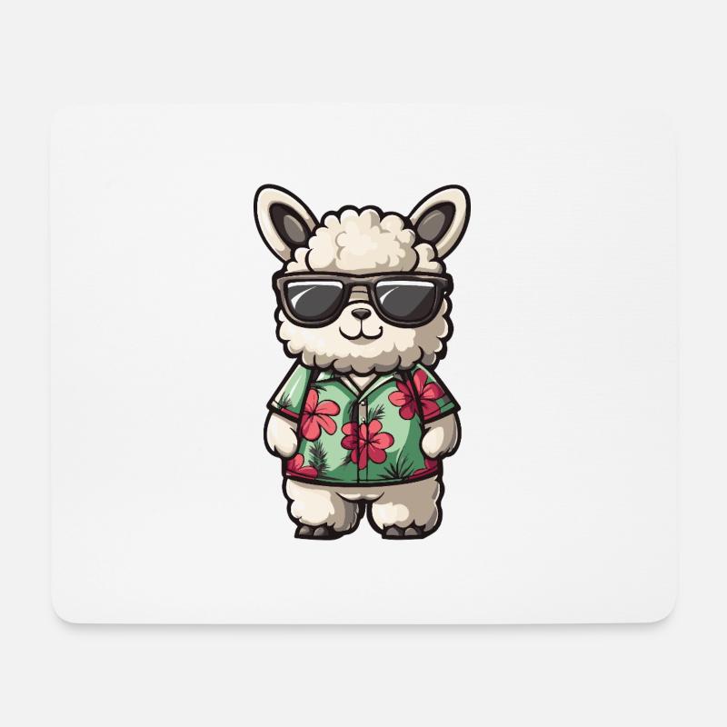 Alpaka Llama Lustig Sommer - Mousepad (Querformat) - Weiß