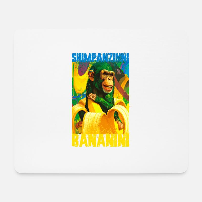 shimpanzinni bananini,shimpanse,banane,graffiti - Mousepad (Querformat) - Weiß