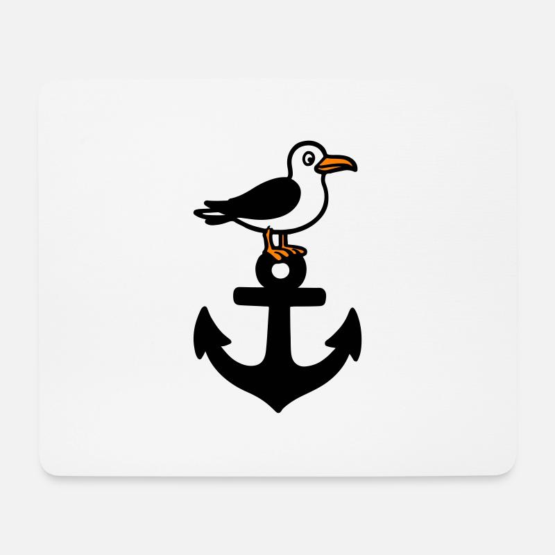 Anker Möwe Hafen - Mousepad (Querformat) - Weiß