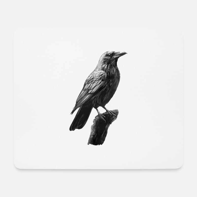 Rabe - Mousepad (Querformat) - Weiß
