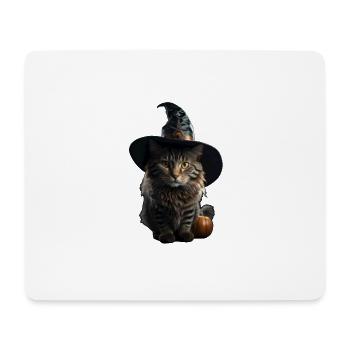 Chat sorcière Halloween - Tapis de souris (format paysage) - blanc - Devant