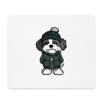 Chien Havanais Hiver - Tapis de souris (format paysage) - blanc - Devant