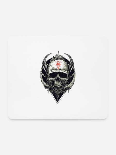 Skull with red symbol - Mouse Pad (horizontal) - white