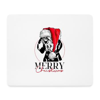 Père Noël noir et feu Coonhound joyeux chien de Noël - Tapis de souris (format paysage) - blanc - Devant