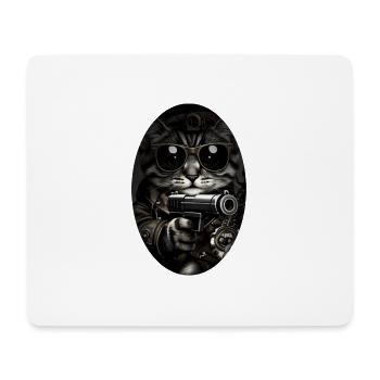 Katzengangster mit Sonnenbrille - Mousepad (Querformat) - Weiß - Vorne