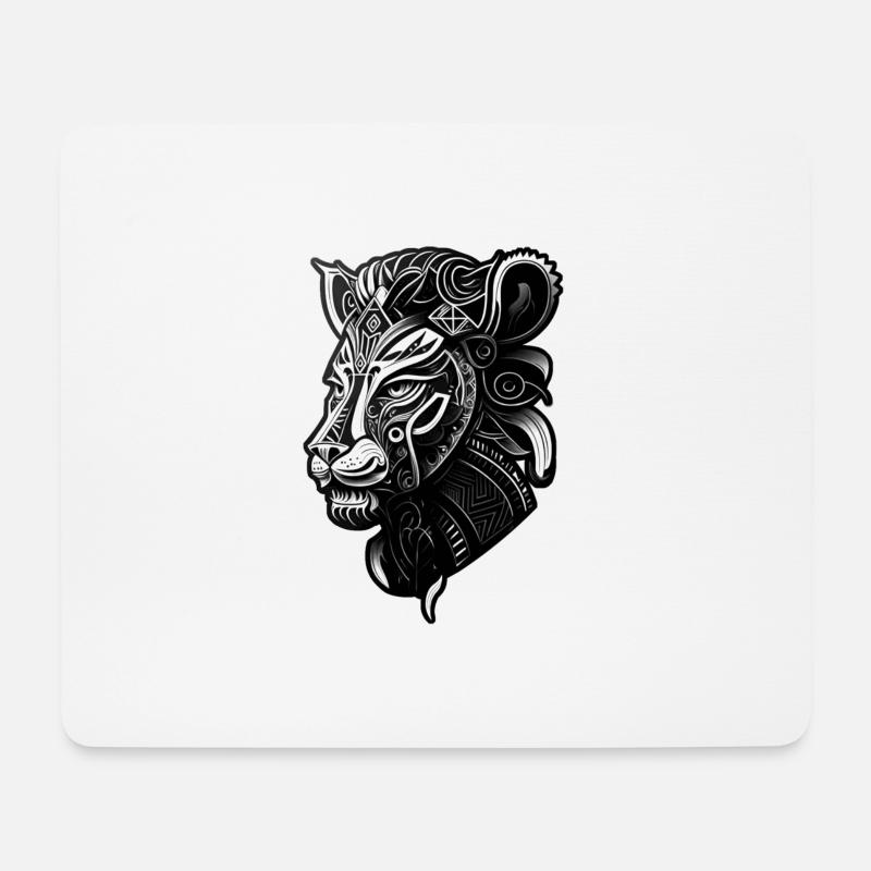 Lion - Tapis de souris (format paysage) - blanc