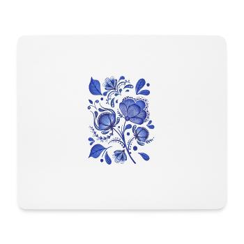 Blue Flower Pattern - Mouse Pad (horizontal) - white - Front