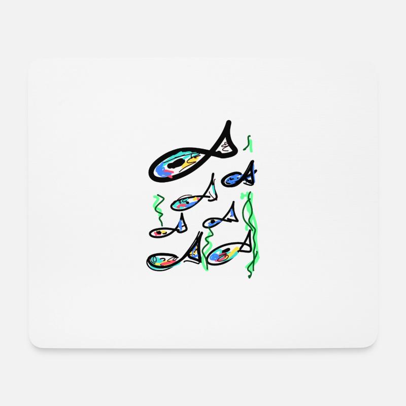 Fische, Fischschwarm, handgezeichnet, illustration - Mousepad (Querformat) - Weiß
