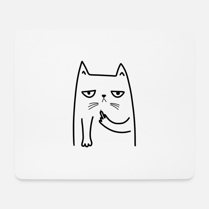 lustige Katze... Mittelfinger - Mousepad (Querformat) - Weiß