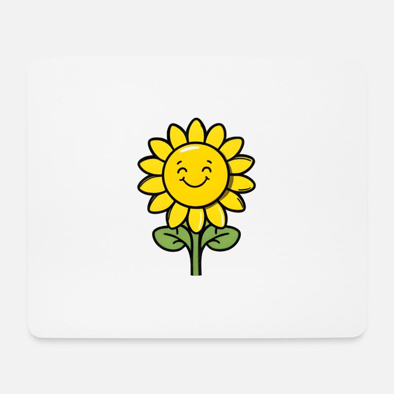 Süße Sonnenblume Blumen Sommer Comic Style - Mousepad (Querformat) - Weiß