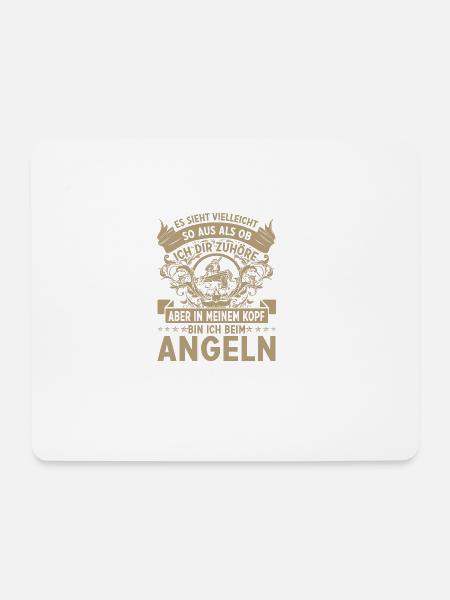 Angeln,Sport,Hobby,Leben, Arbeiten,Angel,Fische - Mousepad (Querformat) - Weiß