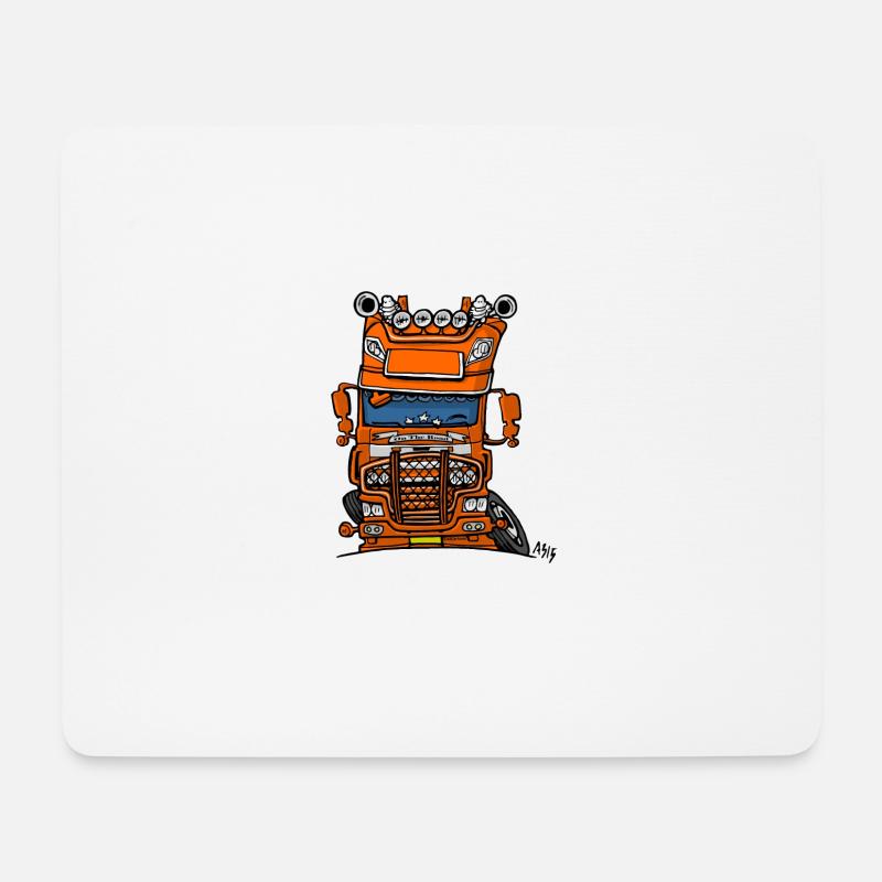 0613 D LKW FX auf der Straße orange - Mousepad (Querformat) - Weiß