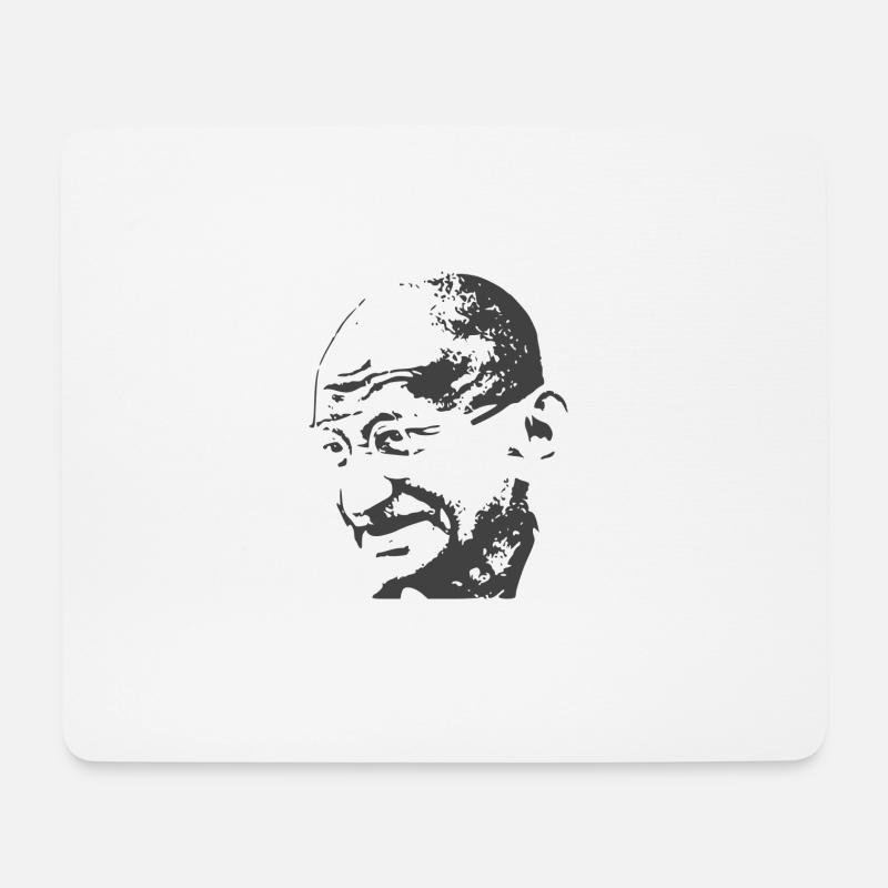 Mahatma Gandhi in schwarz - Mousepad (Querformat) - Weiß