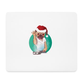 Boiling dog with glasses and santa hat - Mouse Pad (horizontal) - white - Front