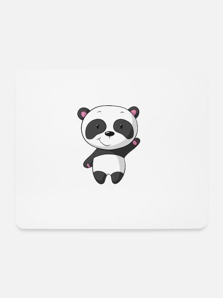 Winkender Comic Panda - Mousepad (Querformat) - Weiß