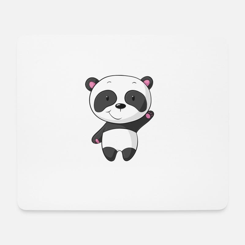 Winkender Comic Panda - Mousepad (Querformat) - Weiß