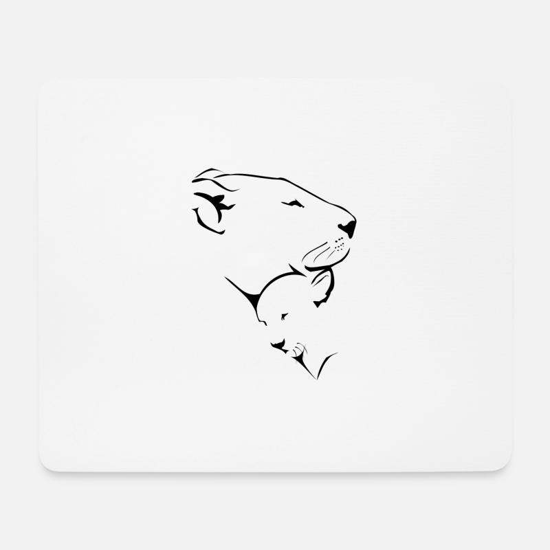 Löwin und ihr Löwe - Mousepad (Querformat) - Weiß