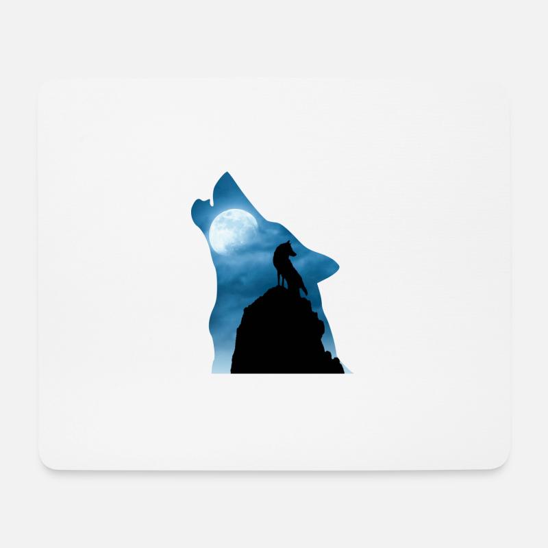 Cooles Wolf T-Shirt, Geschenkidee - Mousepad (Querformat) - Weiß