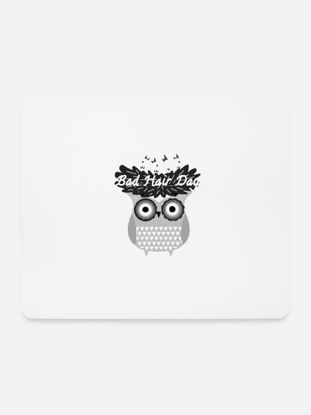 Bad hair day, Eule, Nest, Vogelnest,comic - Mousepad (Querformat) - Weiß
