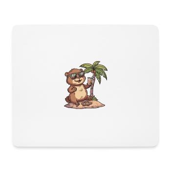 Biber Insel Sommer Palme - Mousepad (Querformat) - Weiß - Vorne