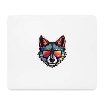 Wolf Kopf Cool - Mousepad (Querformat) - Weiß - Vorne