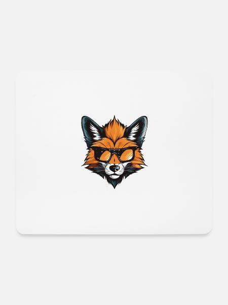 Fuchs Kopf Cool - Mousepad (Querformat) - Weiß