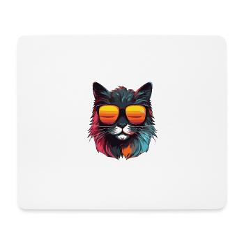 Tête de chat Cool - Tapis de souris (format paysage) - blanc - Devant