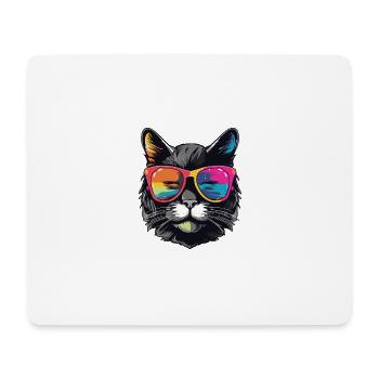 Katze Symbol Kopf Cool - Mousepad (Querformat) - Weiß - Vorne
