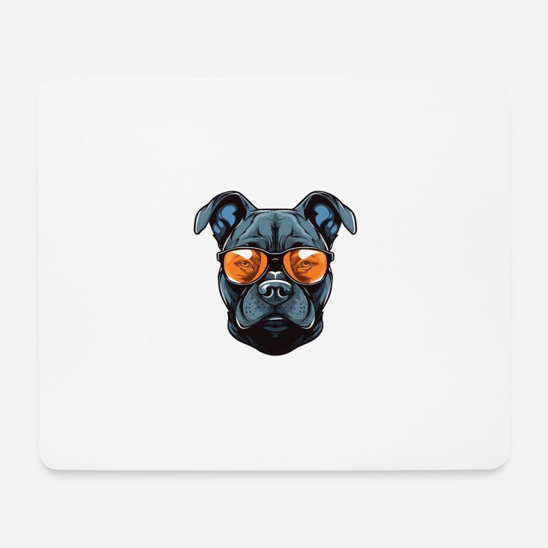 Staffordshire Bull Terrier Hund Porträt - Mousepad (Querformat) - Weiß