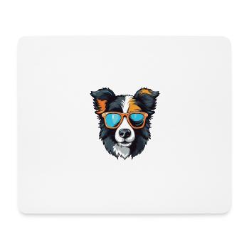 Border Collie Tête De Chien Cool - Tapis de souris (format paysage) - blanc - Devant