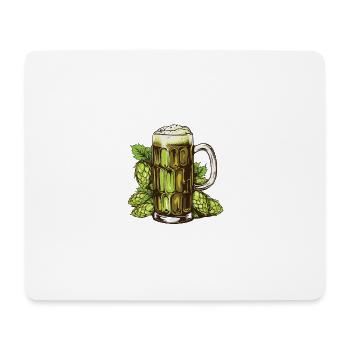 Bierglas Hopfen - Mousepad (Querformat) - Weiß - Vorne