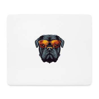 Mastiff Chien Cool Head Party - Tapis de souris (format paysage) - blanc - Devant