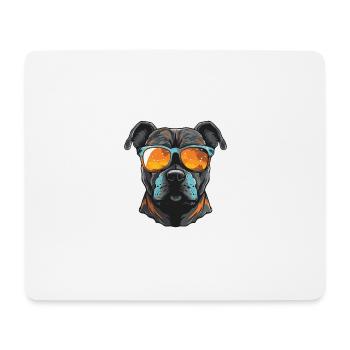 Portrait de chien Staffordshire Bull Terrier - Tapis de souris (format paysage) - blanc - Devant
