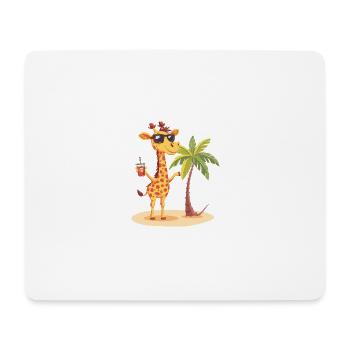 Giraffe Summer Beach Comic - Mouse Pad (horizontal) - white - Front