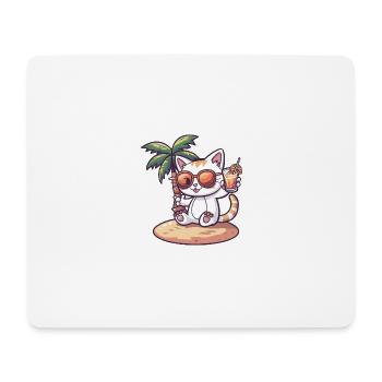 Cat Summer Beach Comic - Mouse Pad (horizontal) - white - Front