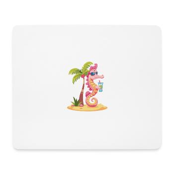 Seahorse Summer Beach Comic - Mouse Pad (horizontal) - white - Front