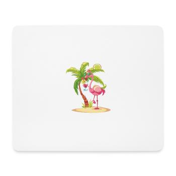 Flamingo Sommer Strand Comic - Mousepad (Querformat) - Weiß - Vorne