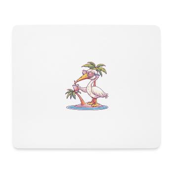 Pélican oiseau d’été plage bande dessinée - Tapis de souris (format paysage) - blanc - Devant