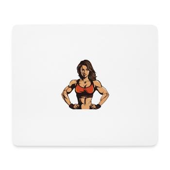 Woman Fitness Muscles Gym Girl - Mouse Pad (horizontal) - white - Front