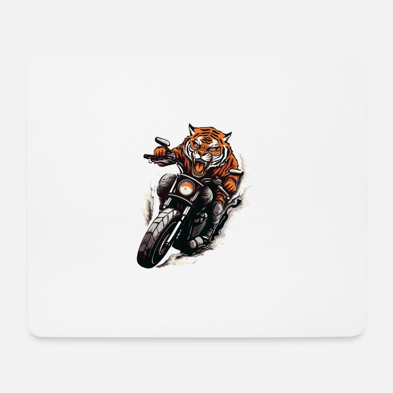 Tiger Motorrad Biker Beast - Mousepad (Querformat) - Weiß