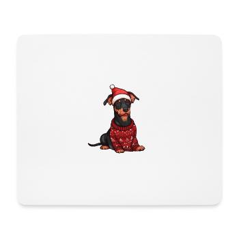 Dobermann Hund Weihnachten Comic - Mousepad (Querformat) - Weiß - Vorne