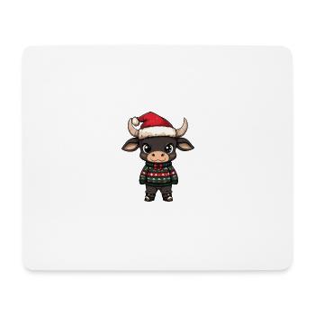 Stier Weihnachten Comic - Mousepad (Querformat) - Weiß - Vorne