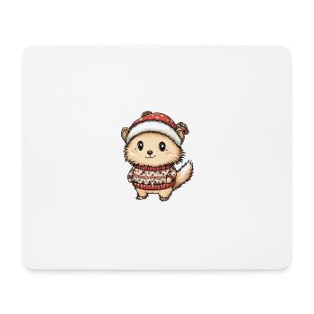 Hérisson Noël Bande dessinée - Tapis de souris (format paysage) - blanc - Devant
